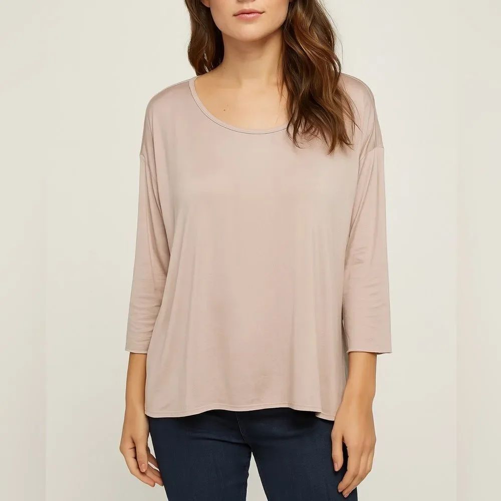 Go by GoSilk Blush PinkâWashable Silk Blend Top Womenâs Size M 3/4 Sleeve